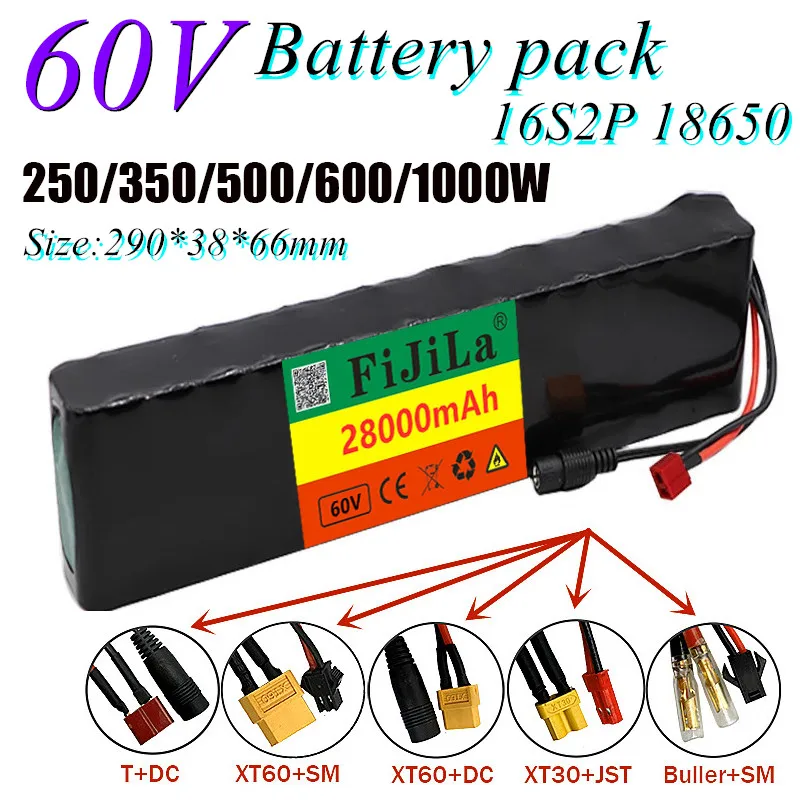Spedizione Gratuita Batterie Li-Ion 60V 16 S2P 28Ah 18650, 67.2V 28000Mah, Pour Velo Et Trottinette Ettique Avec Bms 1000Watt