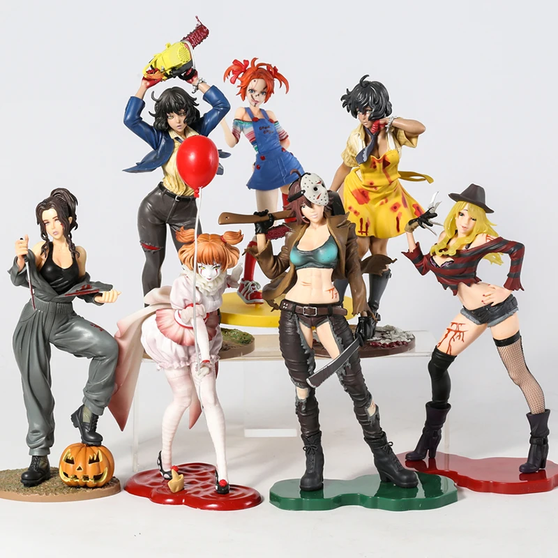 Horror Bishoujo Halloween Michael Myers Freddy Krueger Jason Hees Chucky Pennywise Figurine Collection Figura Modello Giocattolo Regalo