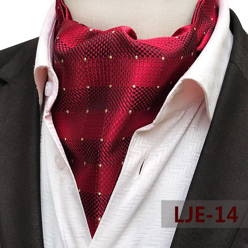 Cravat Men Tie Scarf Neck Slim Formal Ascot Scrunch Self British Style Gentleman Polyester Silk Neck Tie Luxury Cravat Necktie