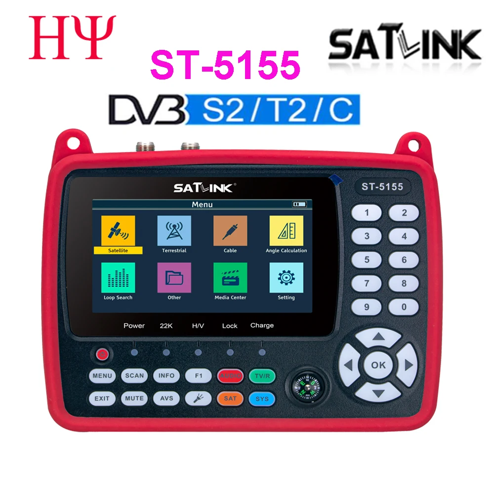 Satlink St-5155 Satellite Finder Meter Dvb-S/S2/T/T2/C Combo Meter Suppot Hd 1080P Mpeg-2/4 H.264/H.265(10 Bit), Qpsk,8Psk,16Psk