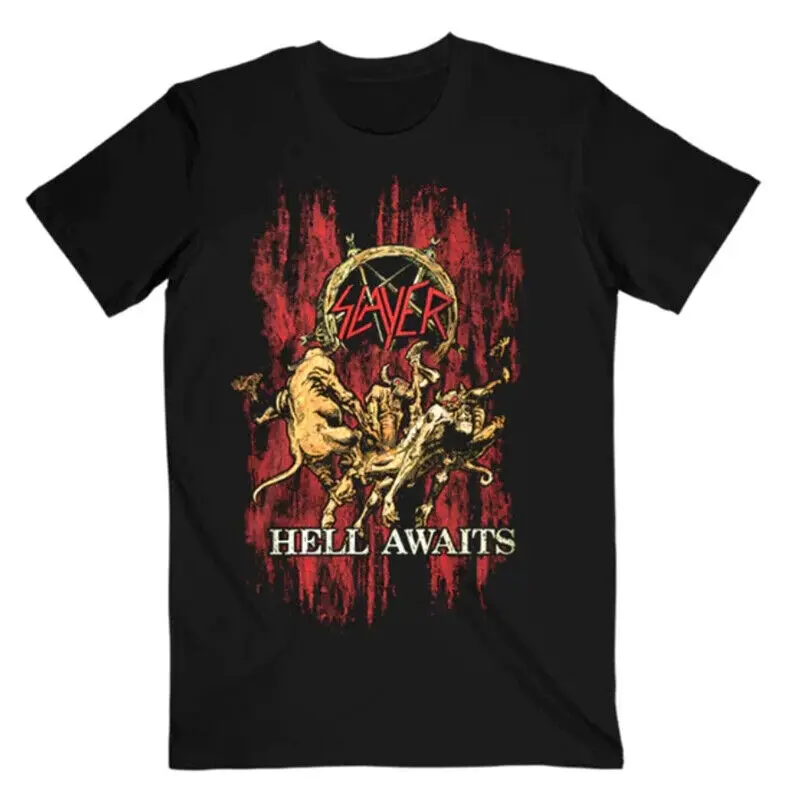 Nuovo Autentico Slayer Hell Ti Aspetta Album T-Shirt Con Fascia In Metallo Pesante Badhabitmerch