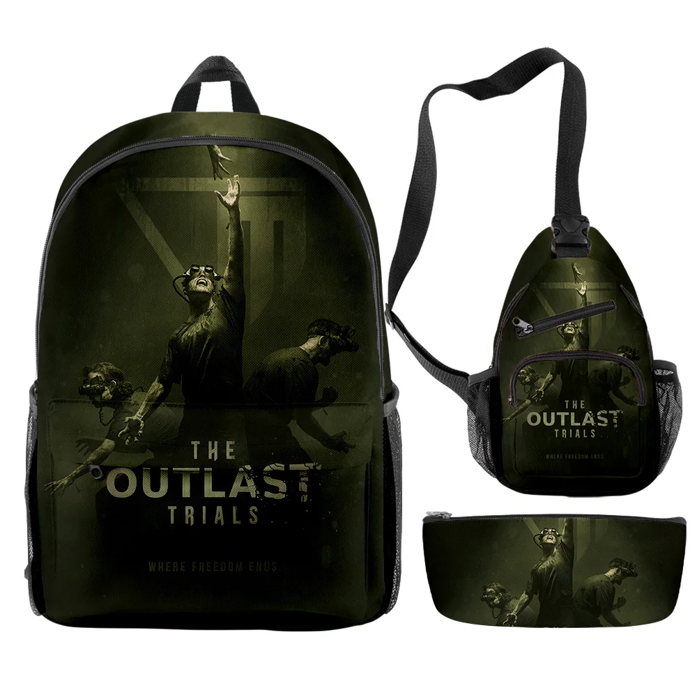 2023 The Outlast Trials Zaini 3 Pezzi Set Zipper Daypack Borsa A Tracolla Unisex Pencil Bag