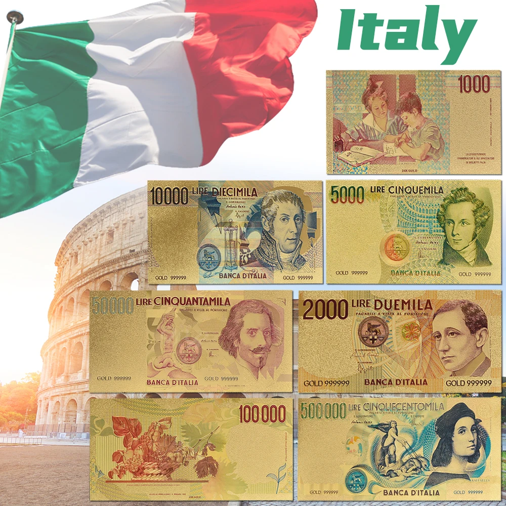 Banconote Banconote In Lamina D'Oro Vendita Calda 10 Mille Banconote In Banconote Italiane In Vendita Collezione Di Valore