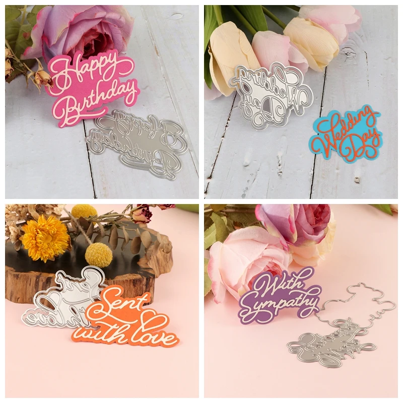 Happy Anniversary Holiday Wishes Set Di Matrici Per Il Taglio Del Metallo Just For You English Words Letter Cutout Dies For Diy Paper Beata Card