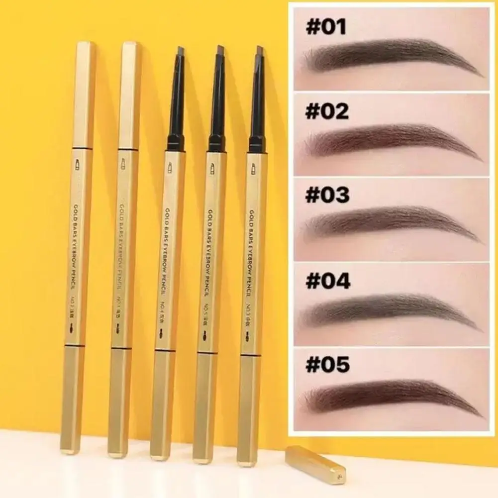 Matita Per Sopracciglia Impermeabile 5 Colori Piccola Penna Per Sopracciglia Con Barra D'Oro Per Le Donne Strumento Cosmetico Per Matita Per Sopraccig