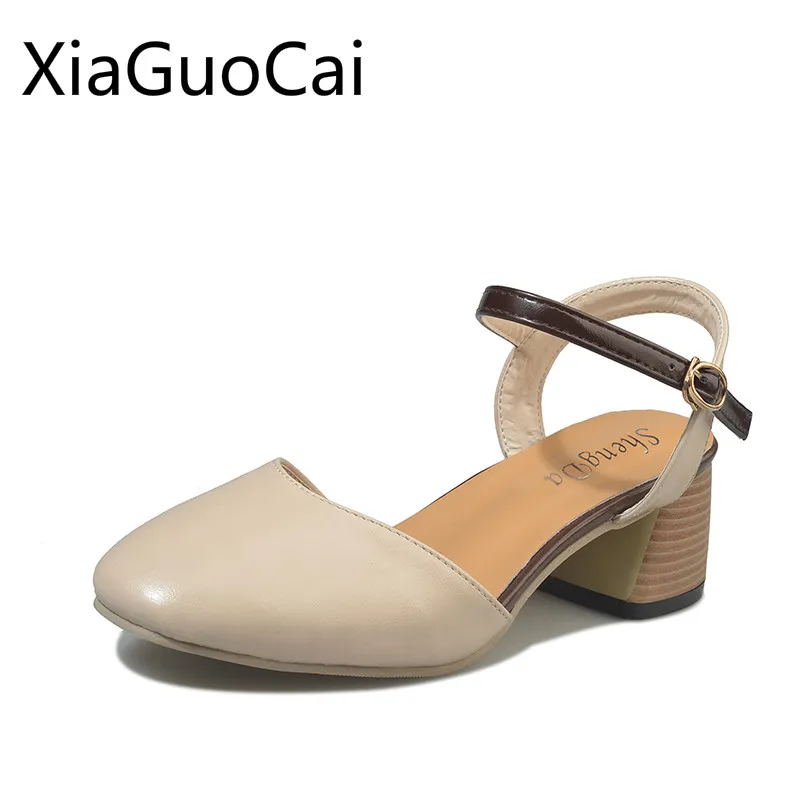 Le Più Nuove Donne Ruvide Single Mary Jane Scarpe Donna Coreana Retrò Mary Jane Scarpe Tacco Alto Sandali Estivi Vuoti Scarpe Da Donna