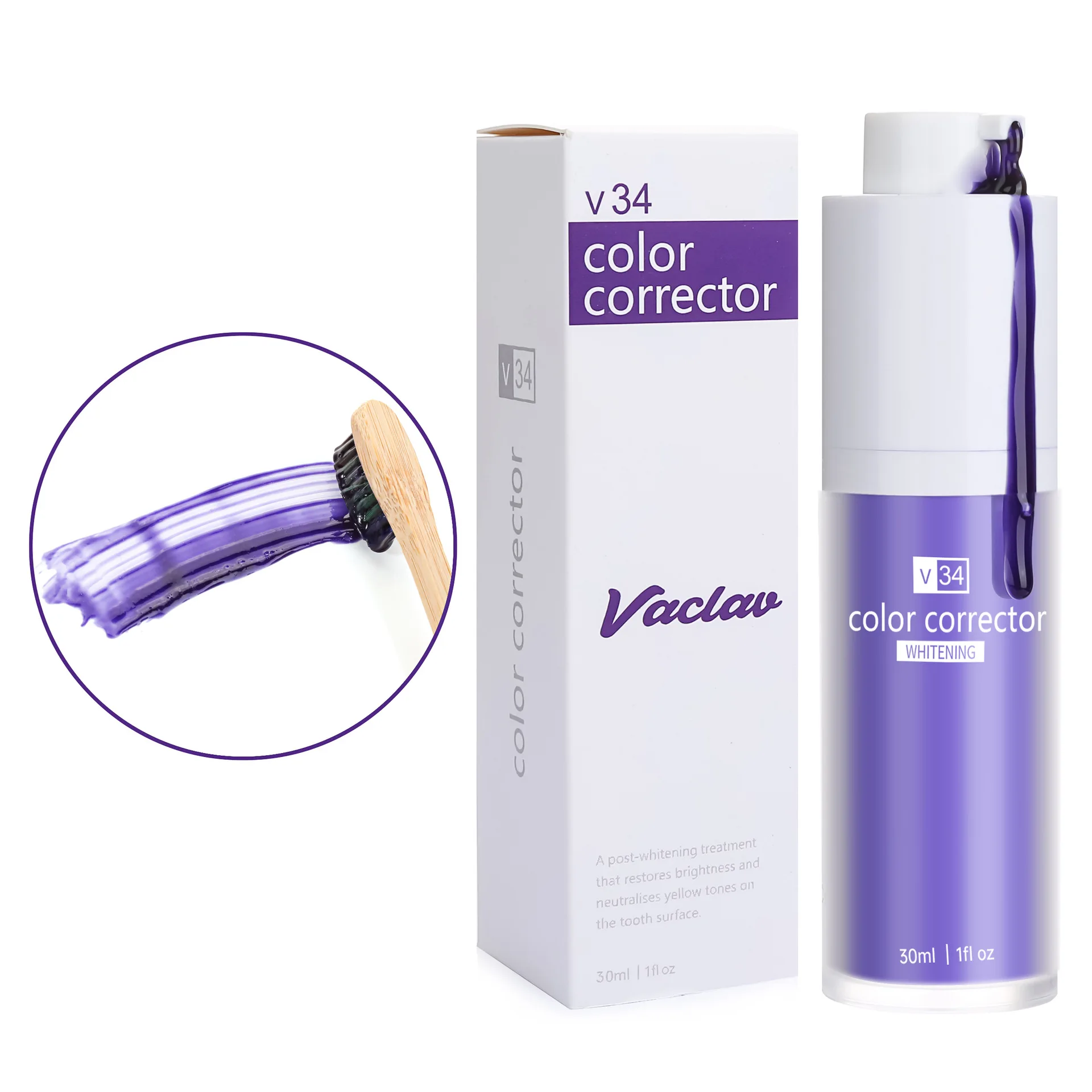 V34 Dentifricio Viola Essenza Di Bellezza Dentifricio Correttore Di Colore V34 Mousse Viola Dentifricio Colorante