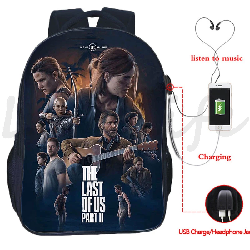 The Last Of Us Part Ii Zaino Borsa Di Ricarica Usb Per Studenti Adolescenti Borsa Da Scuola Joel Per Adolescenti The Last Of Us Zaino Zaino Da Viaggio