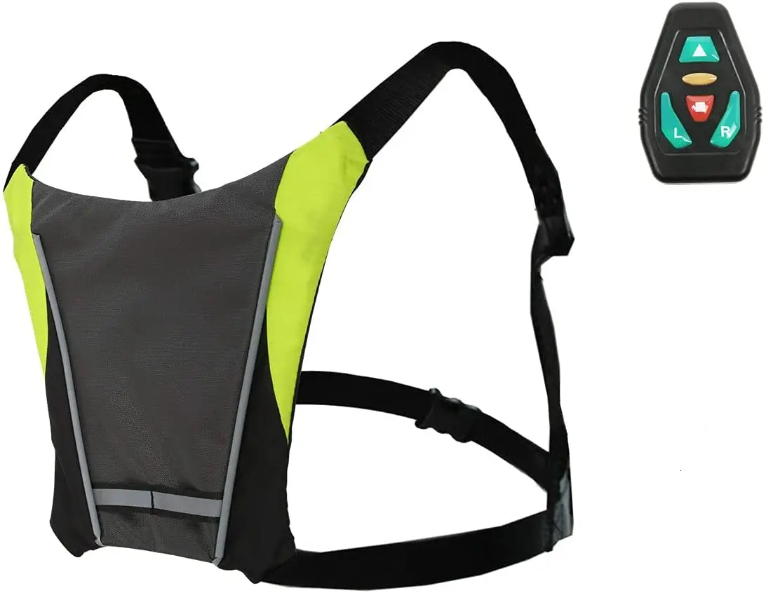 Gilet Da Ciclismo Zaino Riflettente Ricaricabile Usb Con Telecomando Lampeggiante A Led Attrezzatura Di Sicurezza Per Ciclismo Cavaliere Scooter Elett