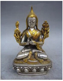 Rame Ottone Artigianato Cinese Decor Asian 13 Cm */China De Plata Chapado En Oro Estatua De Buda De Plata De Tiendas Bronce