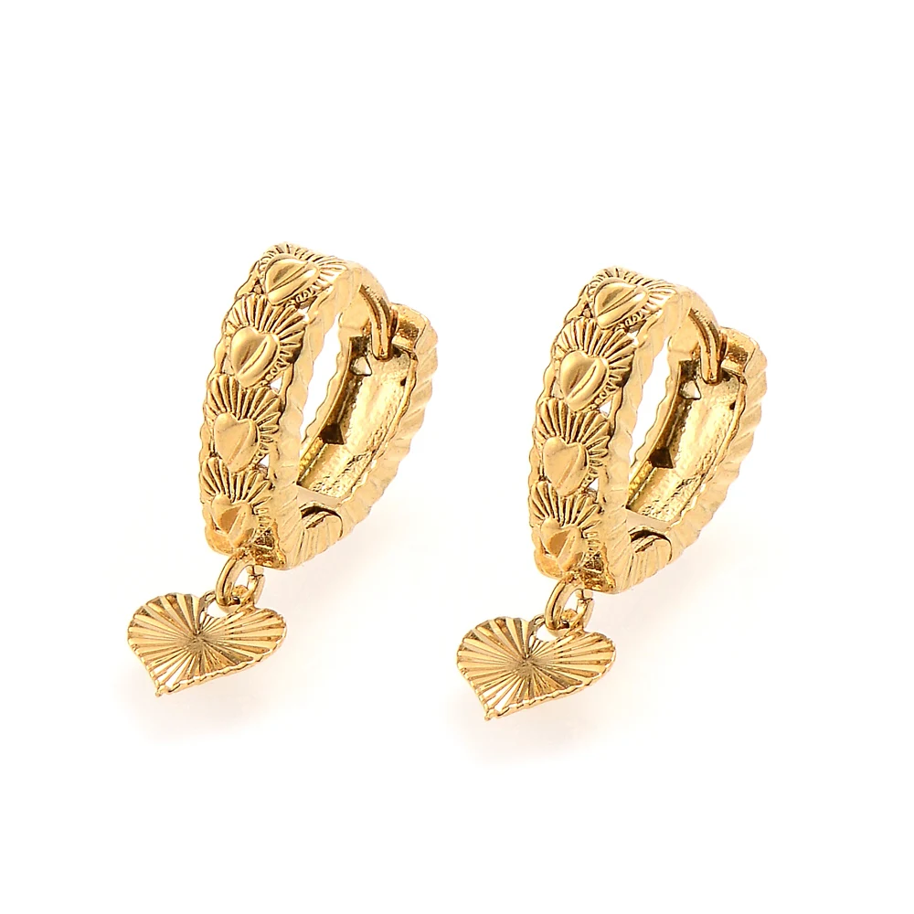 Orecchini Pendenti In Oro 14 Carati Donna Ragazza Amore Gioielli Alla Moda Moda Appendere Cuore Arabo Africano Mediorientale Arracadas Oro Laminado