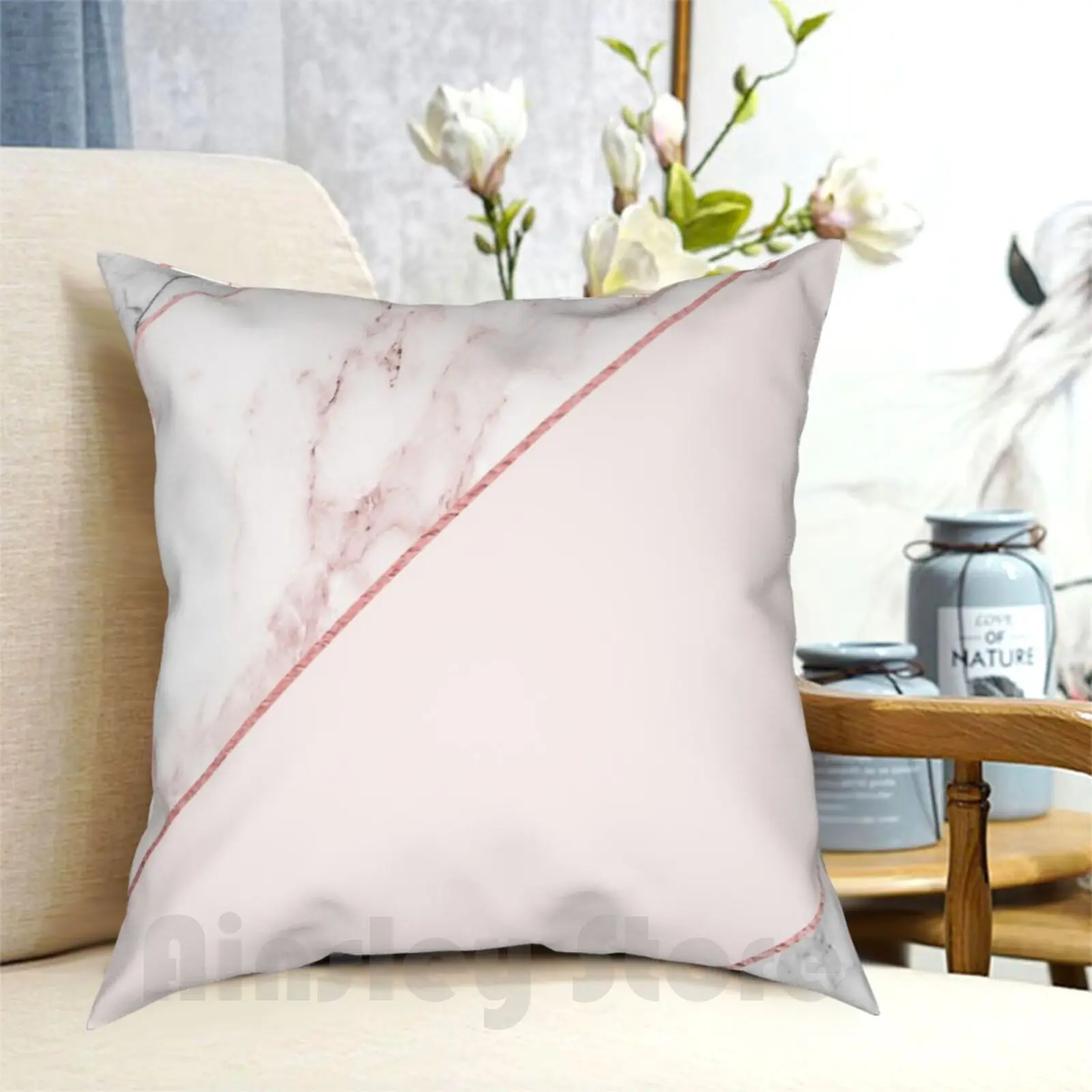 Federa Per Cuscino Oro Rosa Stampata Per La Casa Cuscino Morbido In Marmo Rosa Rosa Oro Bianco Rosa Linee In Lamina D'Oro Rosa Geo Geometrico