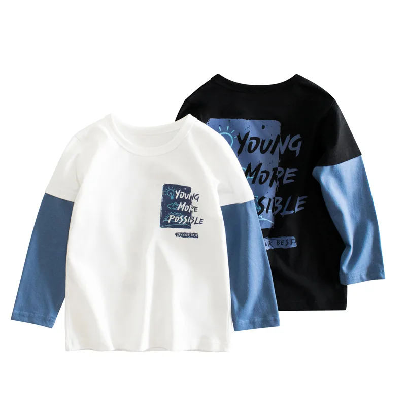 2-8T Toddler Kid Baby Boys Clothes Autumn Winter Top Long Sleeve Cotton T Shirt Infant Basic Tee Childrens Tshirt Outfits