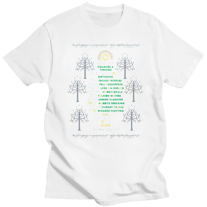 Maglietta Da Uomo Tolkien Christmas Carol Tree Of Gondor T Shirt Donna T-Shirt Tees Top