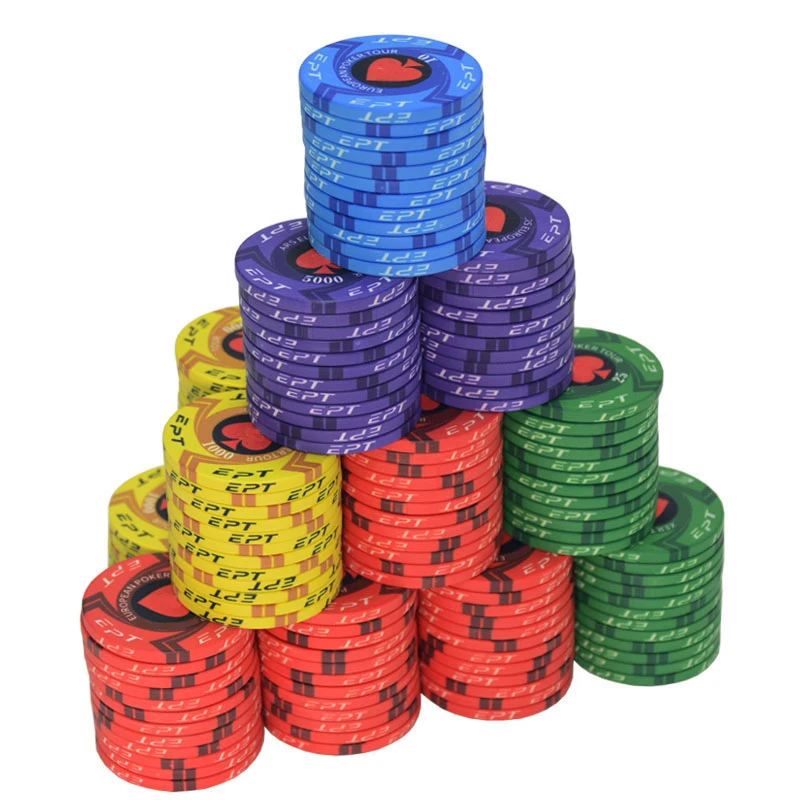 10 Pz/Lotto Ept/Wpt Ceramic Texas Poker Chips Professional Casino European Poker Chips Set Dropshipping