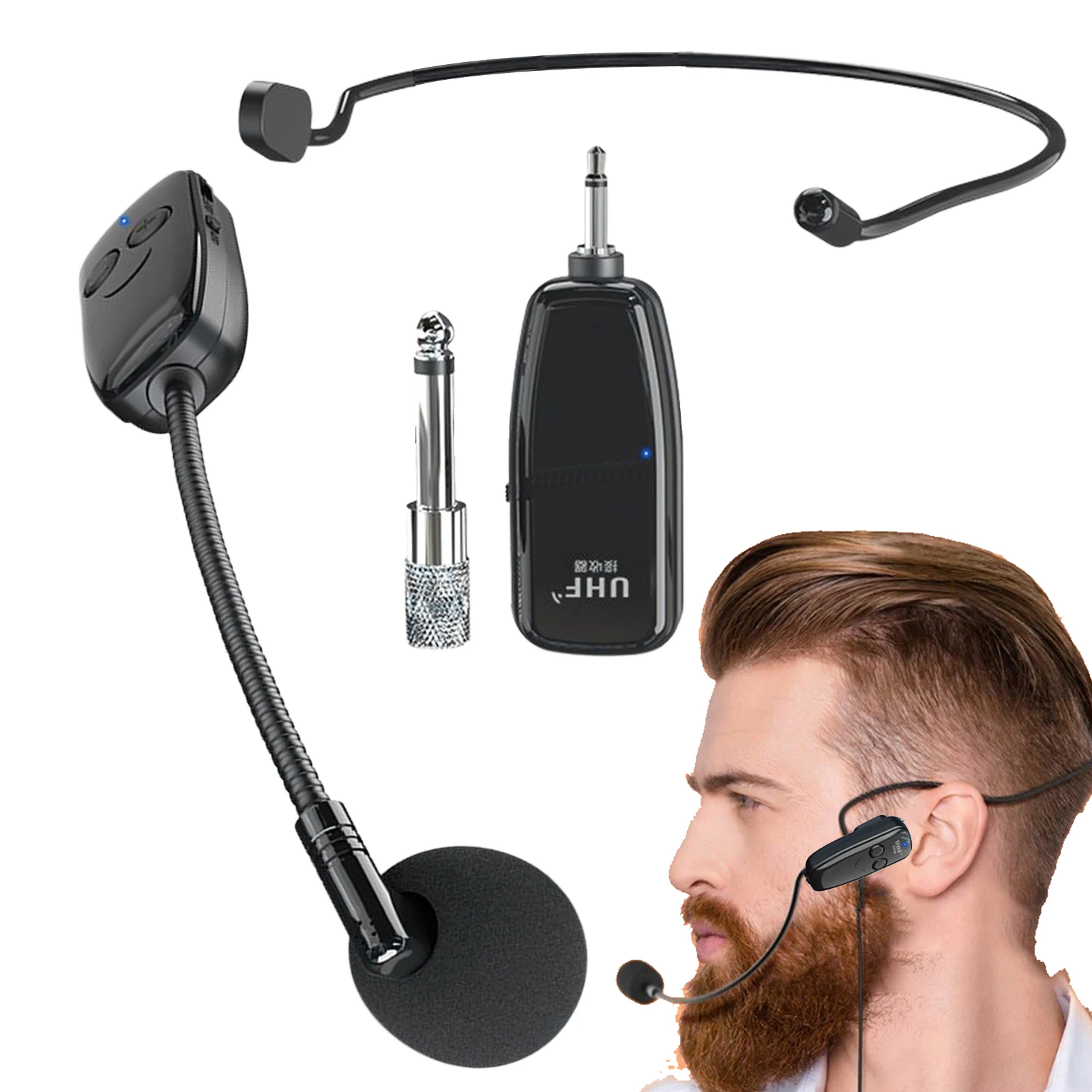 Wireless Microphone Headset Rechargeable Microfono Inalambrico Usb Charging Uhf Wireless Headset Mic Speakers Connect Stably