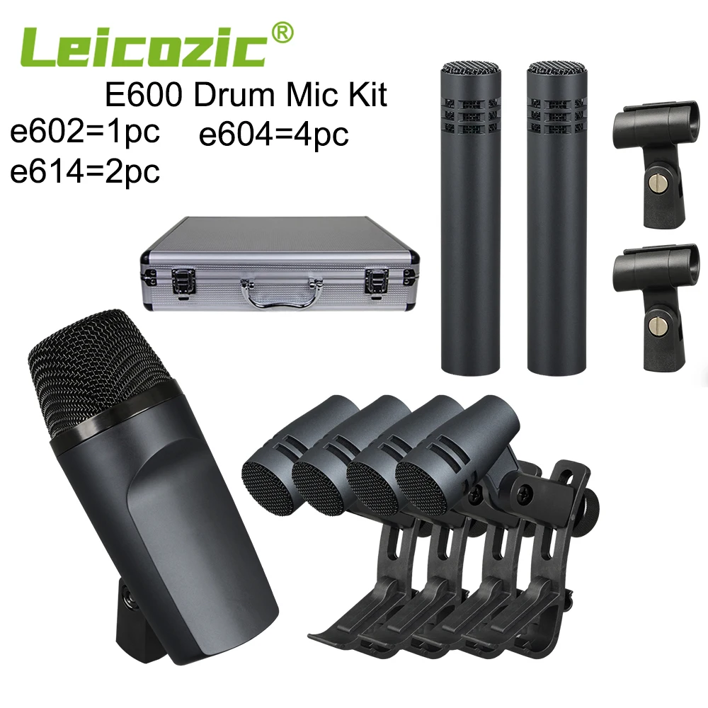 Kit Microfono A Tamburo Leozic E600 Strumento Musicale Cardioide Microfono E604 E602 E614 Fascia Microfono A Condensatore Cabine E Tubas Per Chitarra