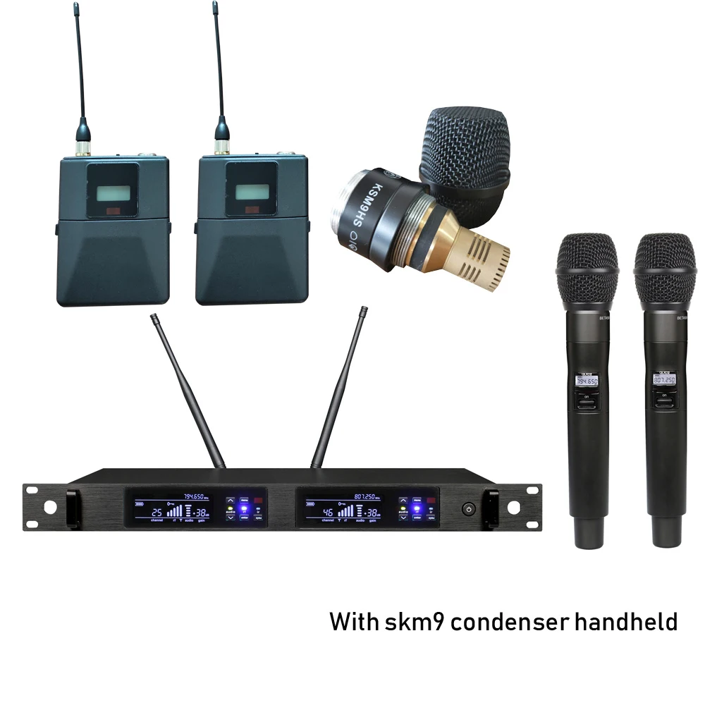 Leozic Qlx-24D Dual Microphone Wireless Systems Auricolare Microfono Lavalier Mic E Palmare Condensatore Microfono