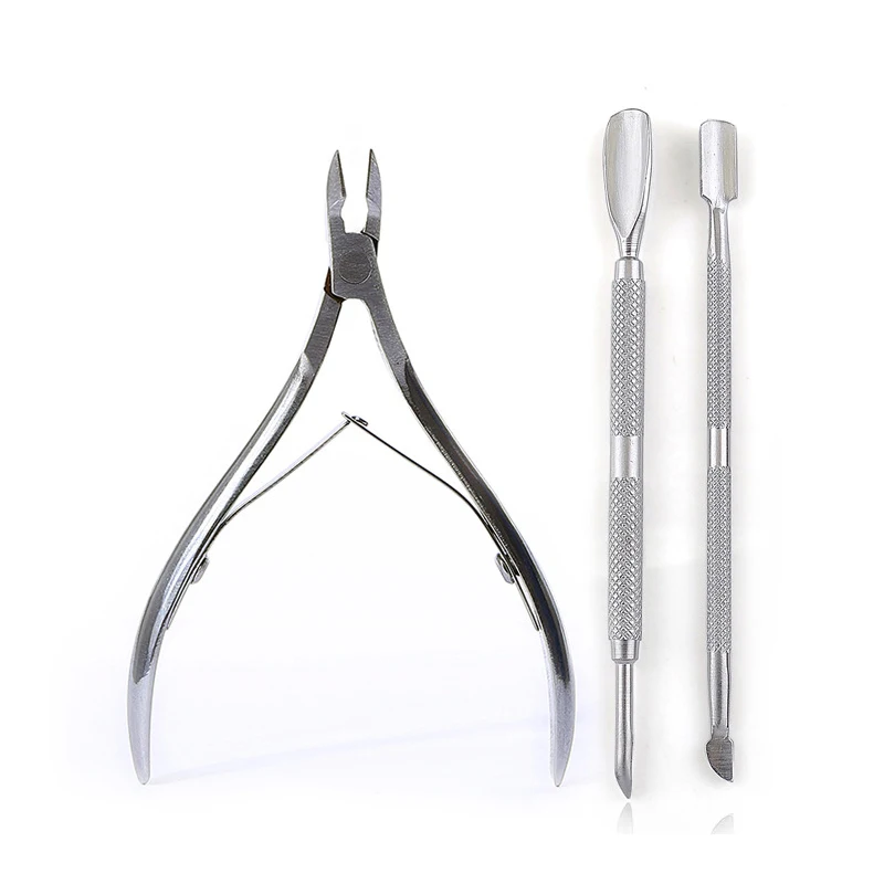 3 Pz/Set Chiodo In Acciaio Inox Taglia Cuticole Pusher Di Rimozione Della Pelle Morta Unghie Artistiche Di Strumenti Per Manicure