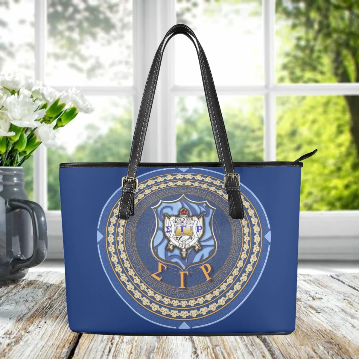 Segno A Mano Sigma Gamma Rho Pattern New Trend Fashion Tote Bags Casual Pu Leather Long Shoulder Strap Clutch Luxury Cross Body Bag