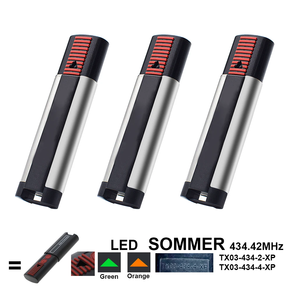 Telecomando Sommer 3 Pezzi Compatibile Con Trasmettitore Manuale Sommer 434.42Mhz Tx03-434-4-Xp
