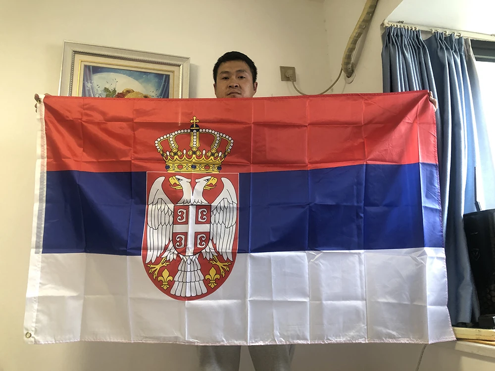 Bandiera Del Cielo 90X150Cm Bandiera Della Serbia 3 X5Fts Poliestere Di Alta Qualità Appeso E Volante Srb Rs Republic Srbija Serbia Flags