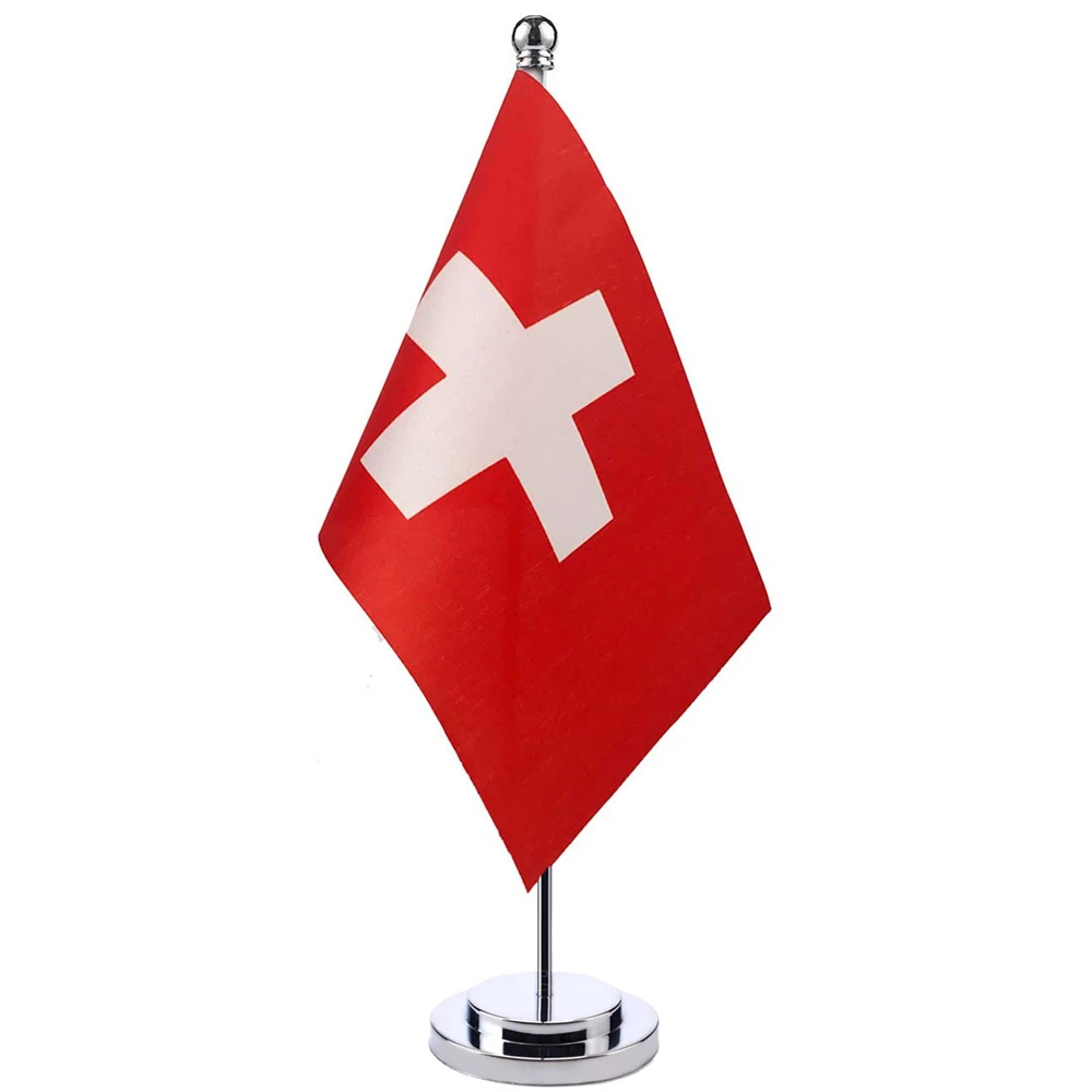 14X21Cm Scrivania Piccola Svizzera Svizzera Country Banner Sala Riunioni Tavolo Sala Riunioni Palo In Piedi La Bandiera Nazionale Svizzera