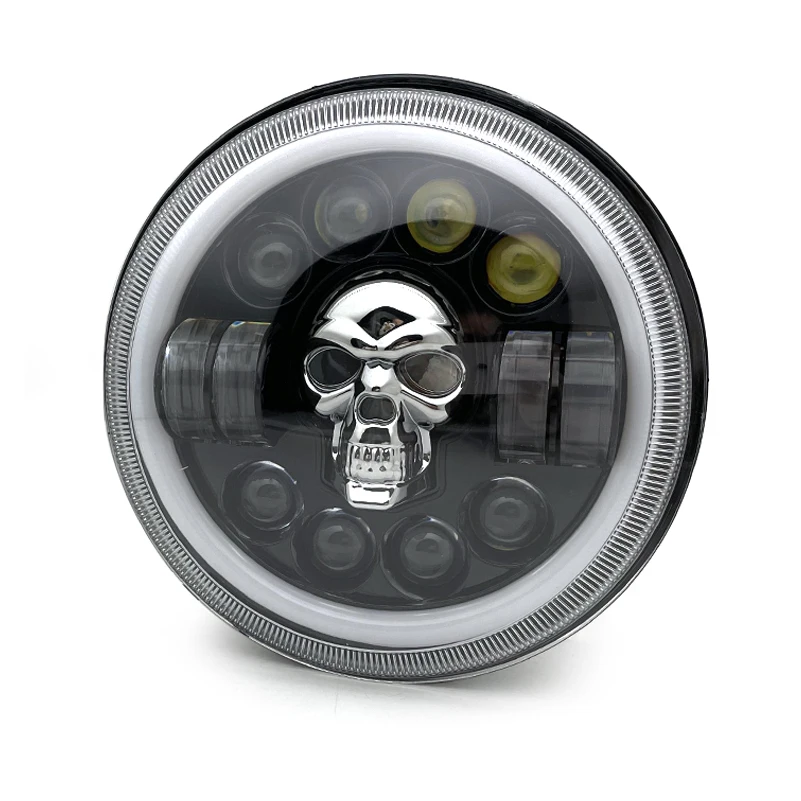 Night Knight 7 Pollici Led Lampadine Per Fari Hi/Lo Beam Car Moto Lamp Led Round Skull Light Halo Head Lights Per Jeep Harley.
