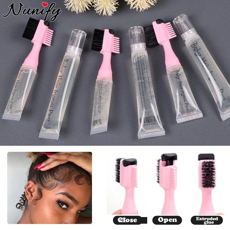 1/2Pcs Gel Per Il Controllo Dei Bordi Dei Capelli Per I Capelli Del Bambino Pettine Per Capelli A Doppio Lato Con Gel Per Intrecciare I Capelli 10Ml G