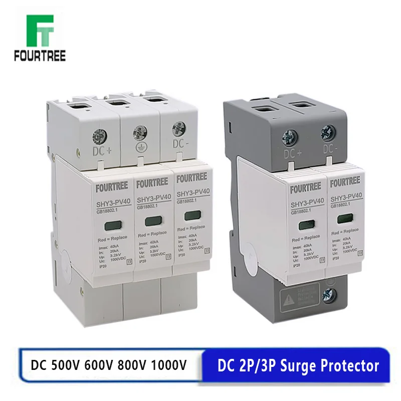 Spd Solar Surge Protector 3P Dc 500V 600V 800V 1000V Dispositivo Di Protezione Contro I Fulmini Scaricatore Di Potenza Esterno 10-20/20-40/30-60Ka