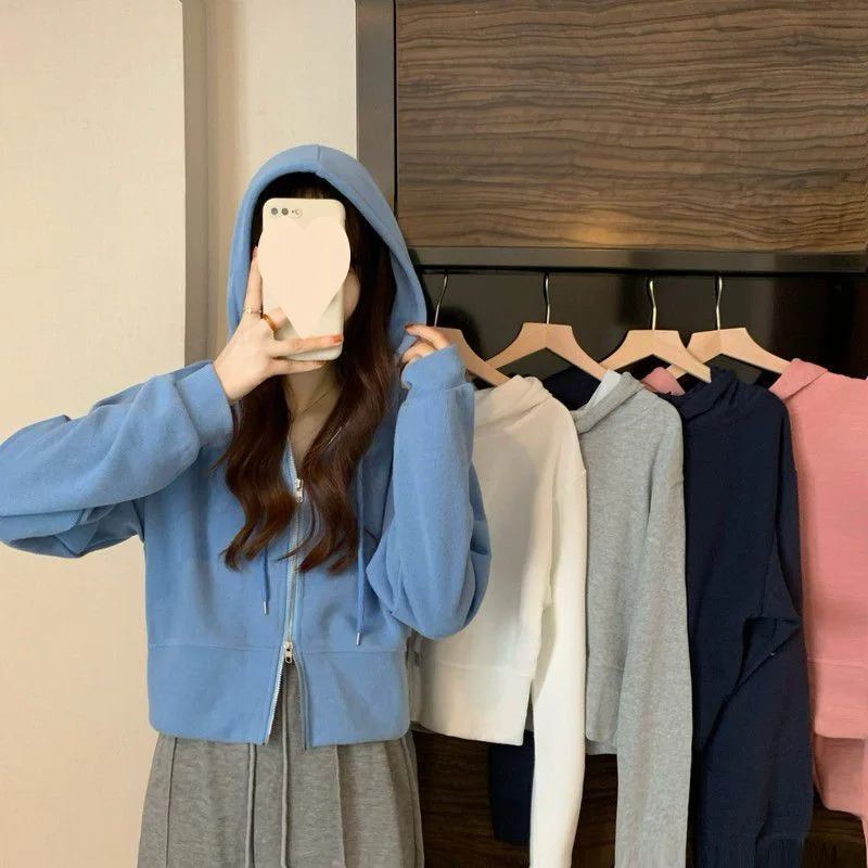 Comoda Felpa Con Cappuccio In Cotone Y2K Con Zip Felpe Da Donna Primavera E Autunno Essentials Felpe Con Cappuccio Bape Giacche Da Donna