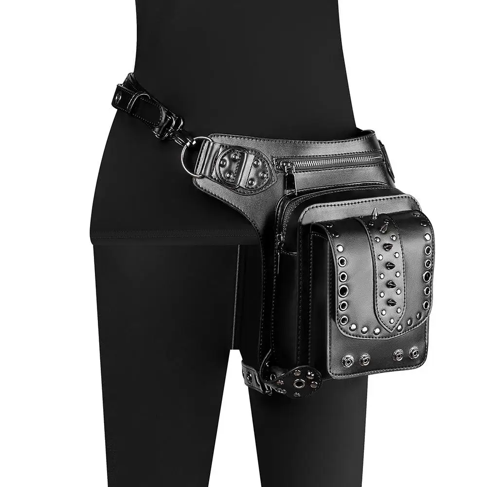 Marsupio Euro American Steam Punk Donna Borsa Diagonale A Spalla Singola Donna Outdoor Cellulare Trend Rivetto Marsupio Borsa Da Gamba