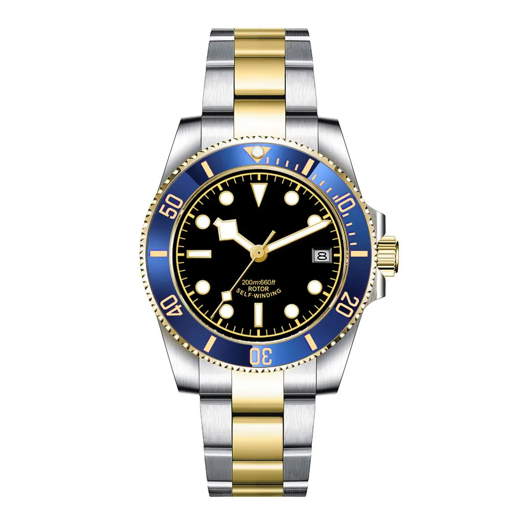 Corgeut Fashion Japan 24 Jewels Nh35 40Mm Watch Two Tone Oyster Strapgold Automatic Men Watch Ceremic Bezel Sapphire Crystal