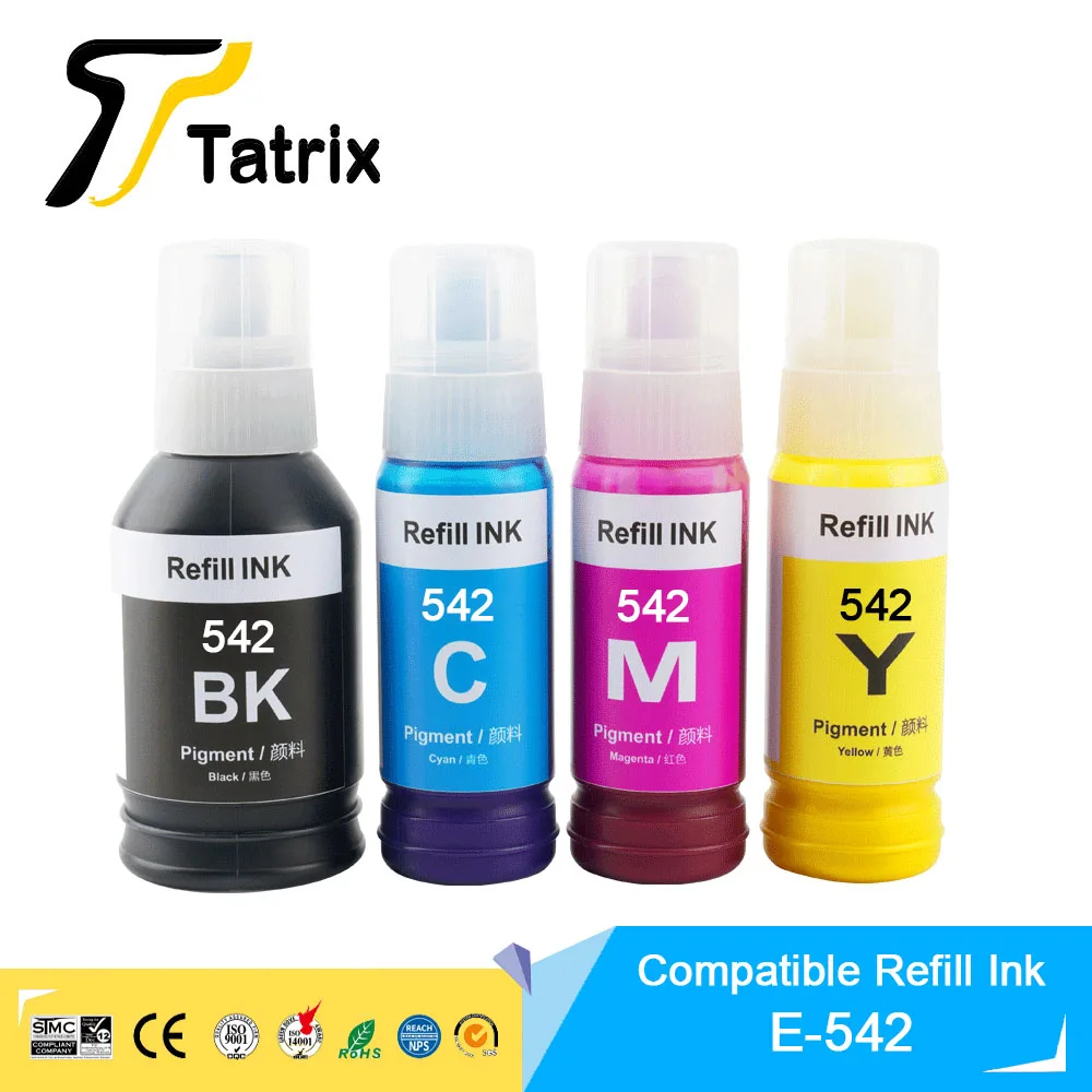 Inchiostro Di Ricarica Compatibile Tatrix 542 T542 Premium Per Epson Ecotank Pro Et-5150/Et-5170/Et-5800/Et-5850/Et-5880/Et-16650 St-C8090