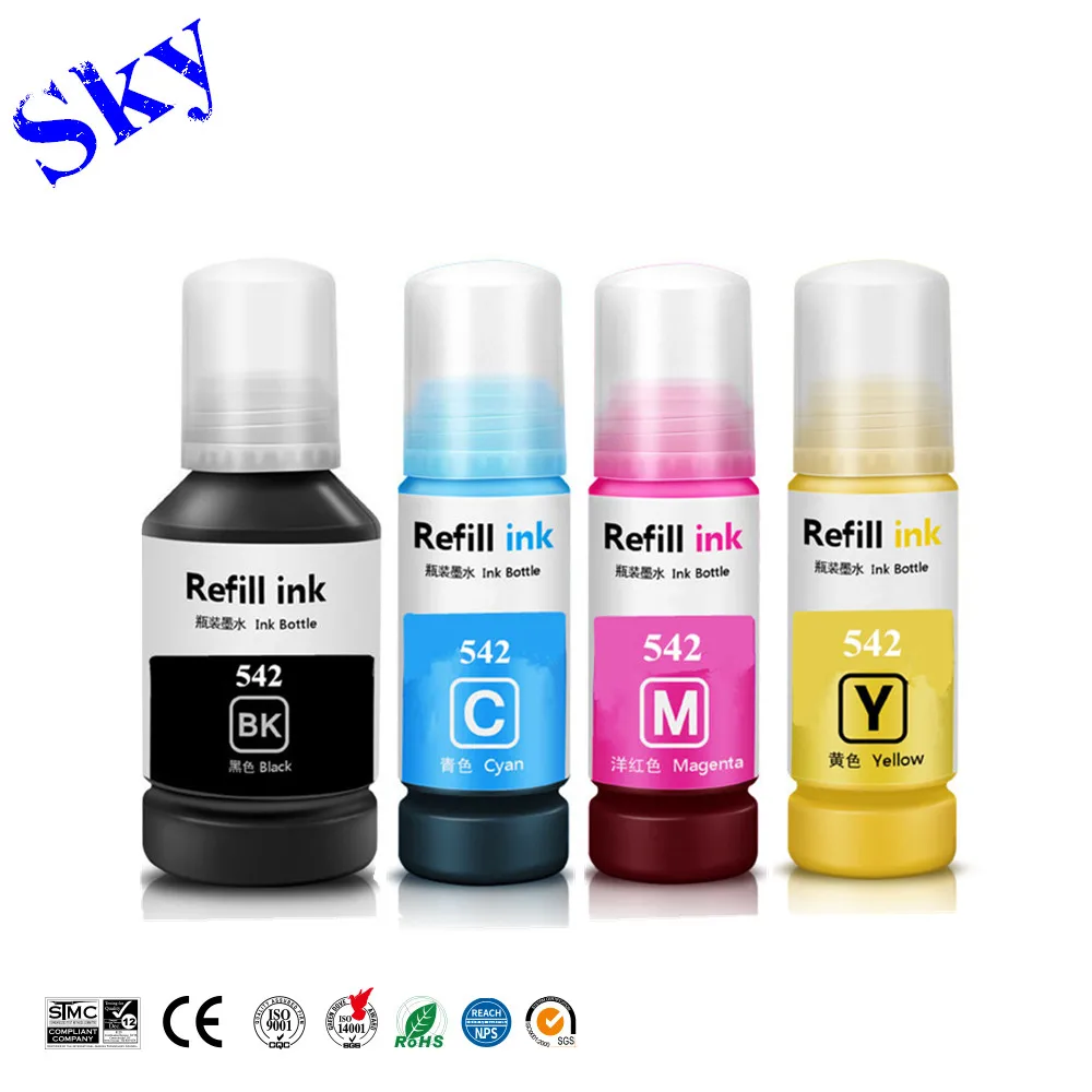 Sky 542 T542 Inchiostro Di Ricarica Compatibile, Pigmento Per Epson Ecotank Et-5150 Et-5170 Et-5800 Et-5850 Et-5880 Et-16650 St-C8090