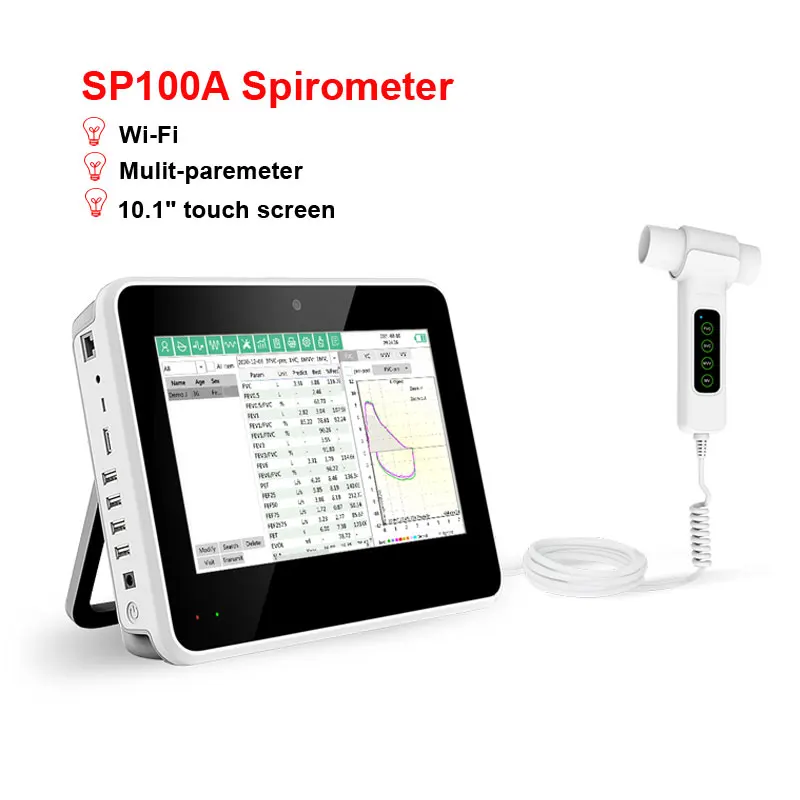 Wifi Sp100A Spirometro Digitale Portatile Funzione Polmonare Tester Mulit-Paremeter Spirometro Touch Screen Da 10.1 Pollici
