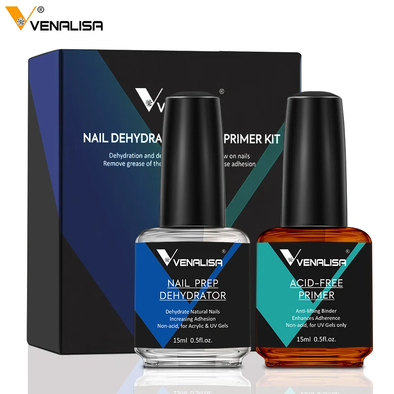2 Pezzi Set Venalisa 15Ml Nail Prep Disidratatore Primer Adesivo Essiccante Acrilico Nails Bonder Gel Balancing Oil Skin Solutions