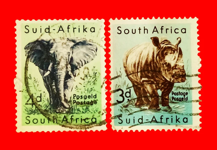 2 Pz/Set Sud Africa Post Francobolli Raro Animale Ippopotamo Elefante Africano Marcato Francobolli Per La Raccolta