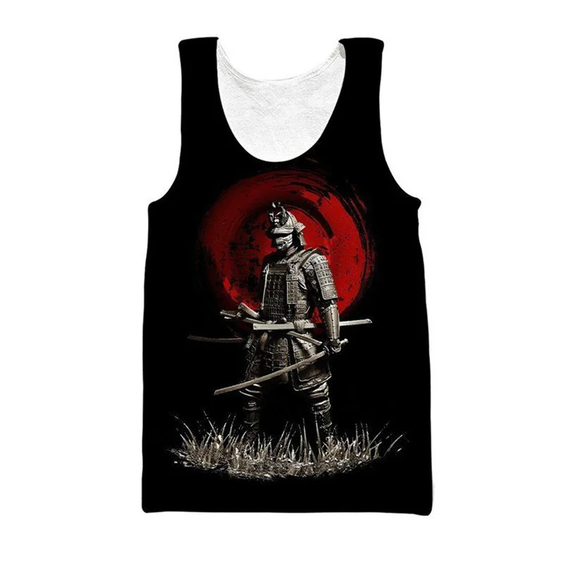New Summer 3D Samurai Armor Oni Mask Tattoo Printed Tank Top Guard Graphic Tank Top Men Gym Kid Fashion Cool Abbigliamento Sportivo Top