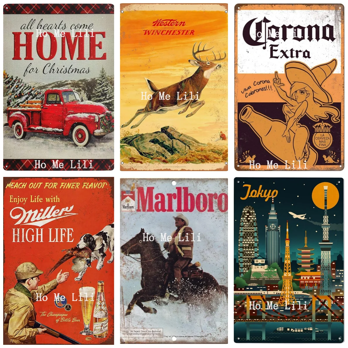 Red Truck Country Farmhouse Corona Beer Fagiano Caccia Cowboy Men Tower Lantern Vintage Metal Tin Sign Adorna Soggiorno
