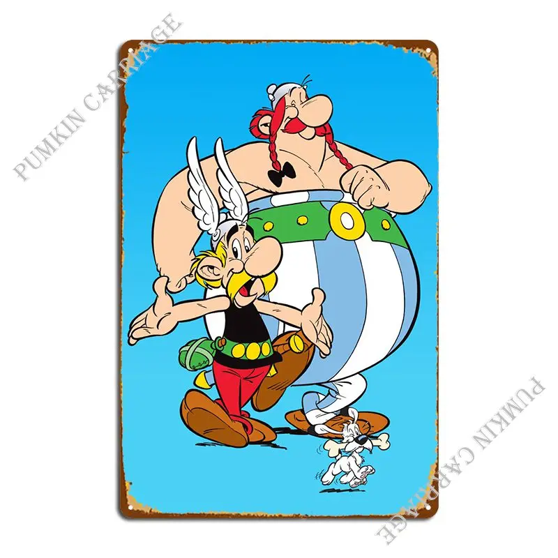 Asterix Obelix Idefix Metal Sign Arrugginito Garage Stampato Garage Garage Tin Sign Poster
