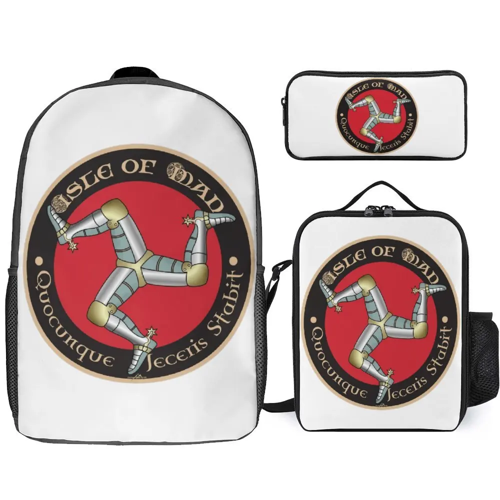 Isle Of Man Ellan Vannin Tt Racing Uk Stick Secure Snug Lunch Tote 3 In 1 Set 17 Pollici Zaino Lunch Bag Pen Bag Scuole Graphi