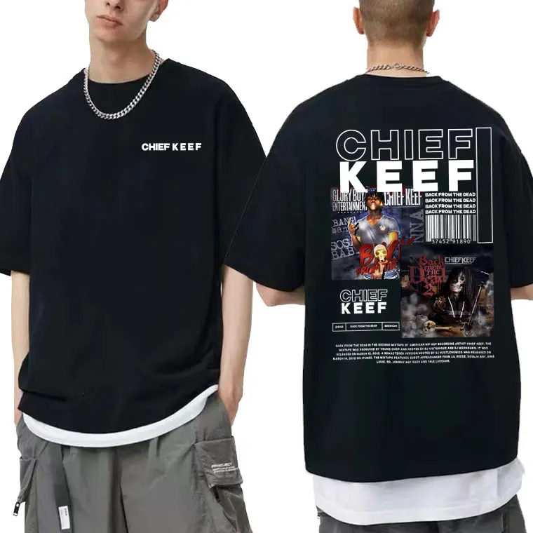 Rapper Chief Keef Back From The Dead Album Print Tshirt Uomo Donna Hip Hop Vintage T-Shirt Oversize Maschile Cool Fantastico Streetwear
