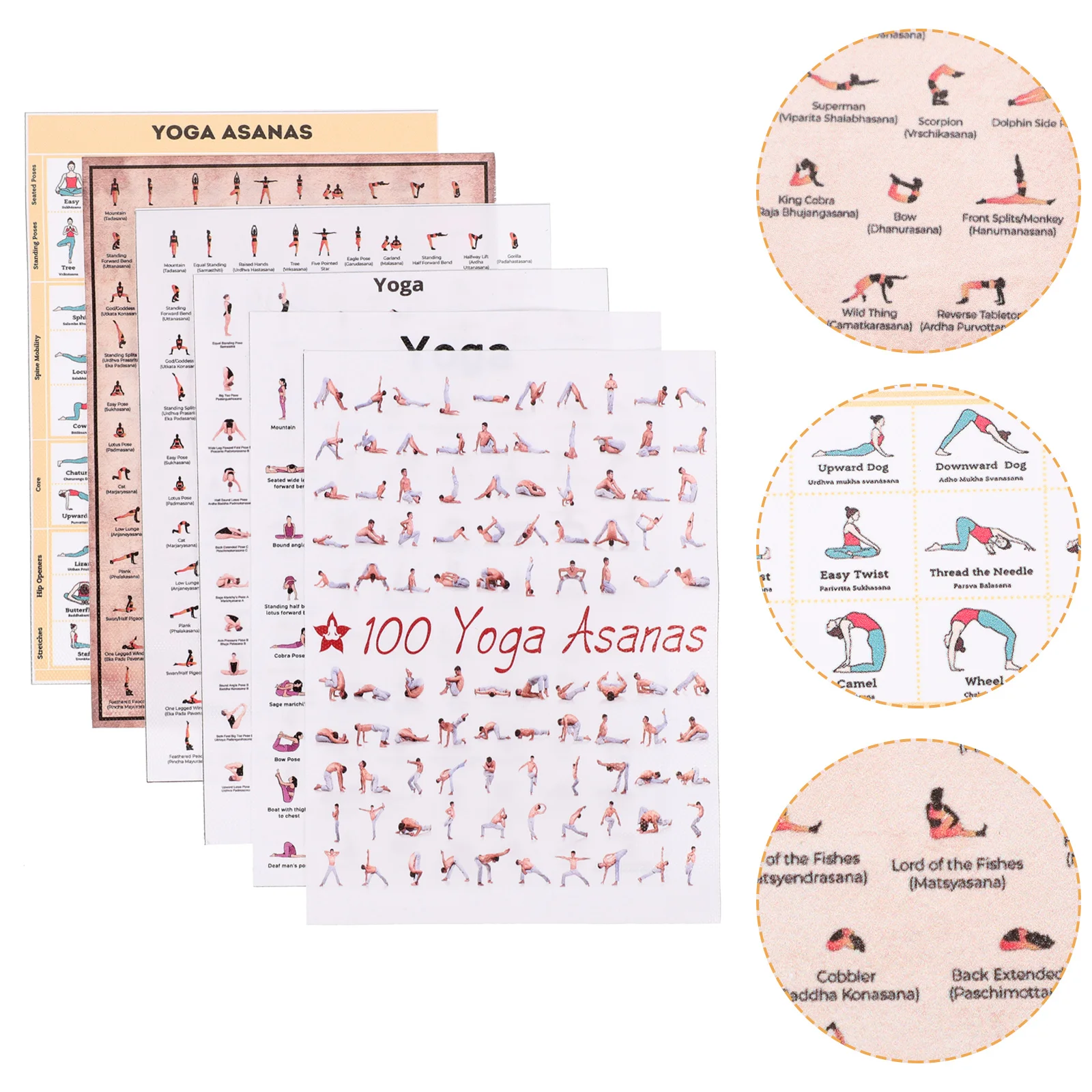 6 Pezzi Yoga Pose Poster Yoga Pose Body Workout Picture Yoga Workout Canvas Poster
