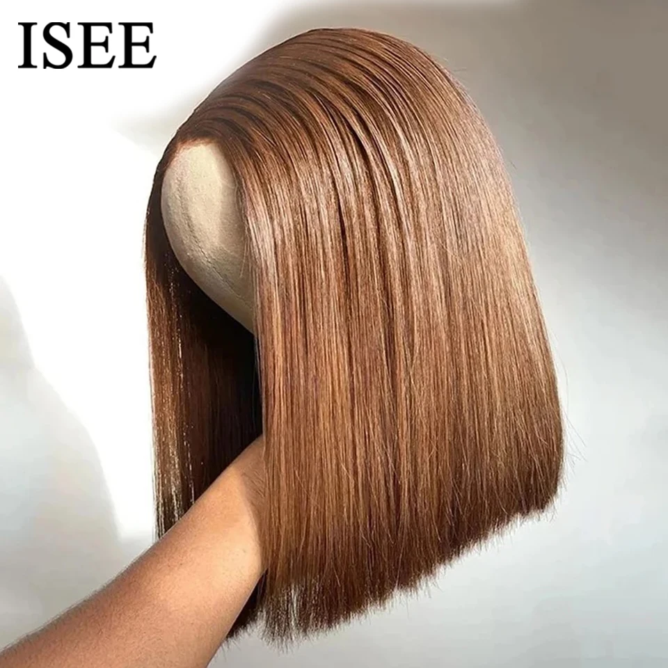 Wear Go Short Bob Wig Parrucche Anteriori In Pizzo Marrone Cioccolato Parrucca Bob Diritta In Osso Capelli Isee Glueless Parrucche Umane Prepizzicate 