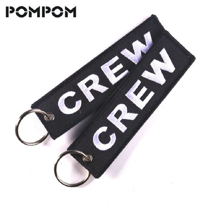 Pompon 3 Pz/Lotto Nero Crew Portachiavi Per Motorcycyles Portachiavi Etichetta Ricamo Crew Keychain Portachiavi Key Fob Crew Sleutelhanger