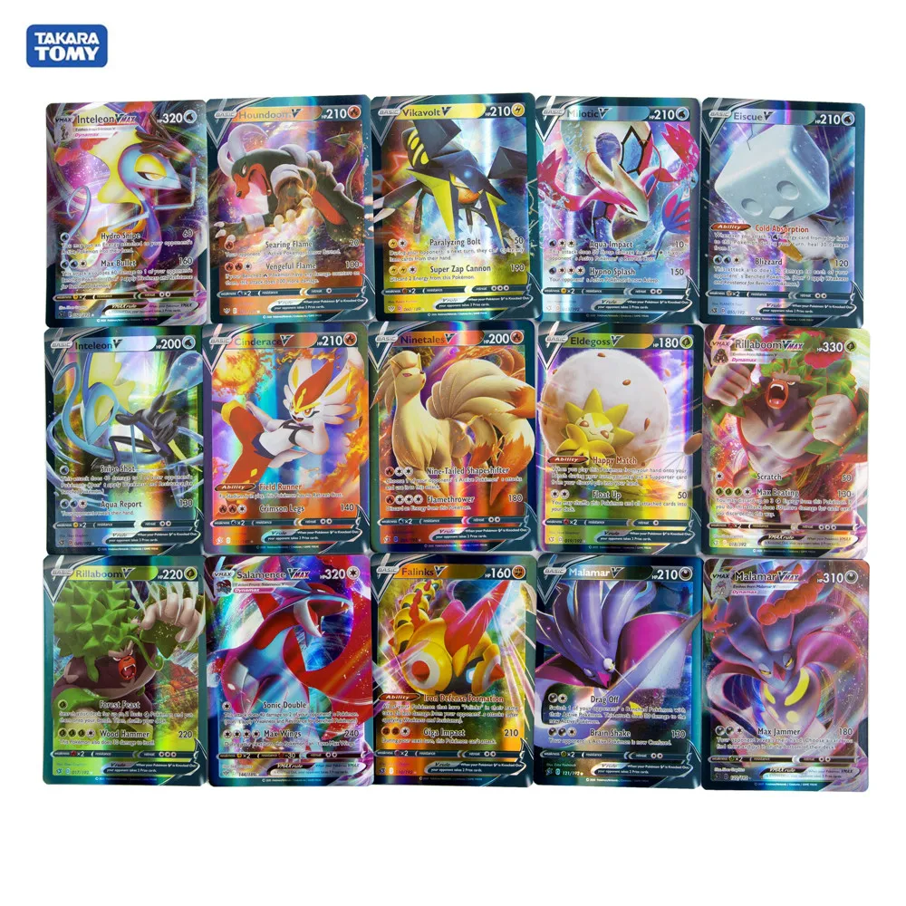 60/100Pcs Vmax Pokemon Cards Versione Inglese Collezione Anime Carta Collezionabile Pokemon Booster Carte Lucide Pokemon Giocattolo Per Bambini