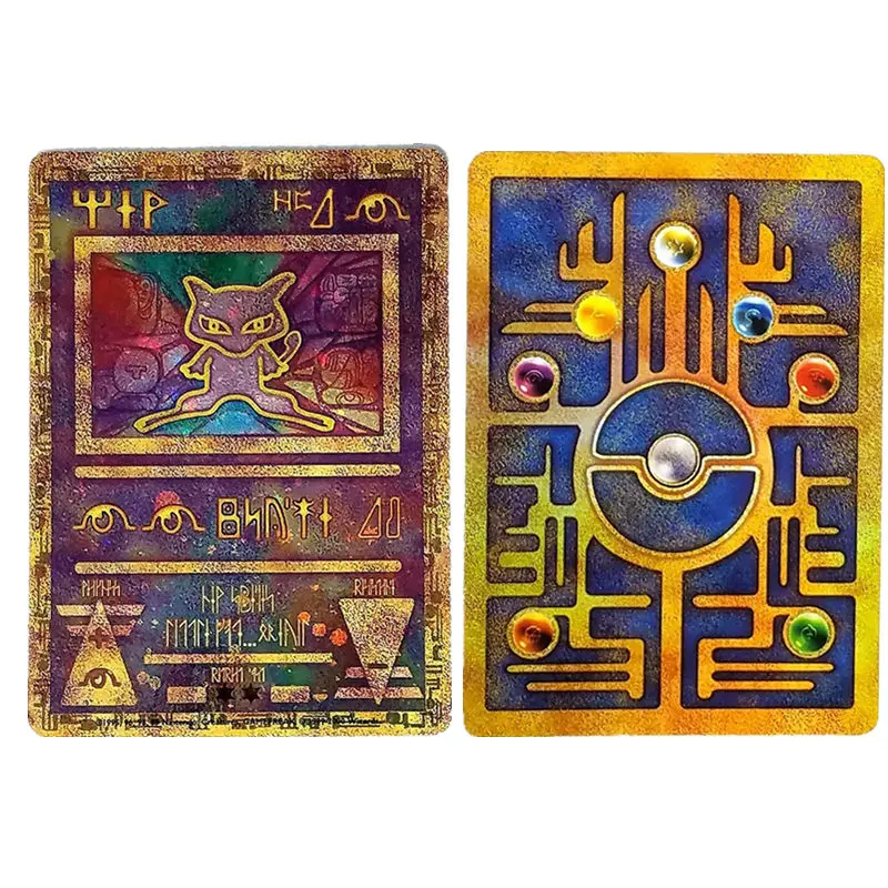 Pokemon Gold Card Ancient Mewtwo Pikachu Metal Card Battle Game Anime Collection Cards Toys Regalo Di Natale Per Bambini