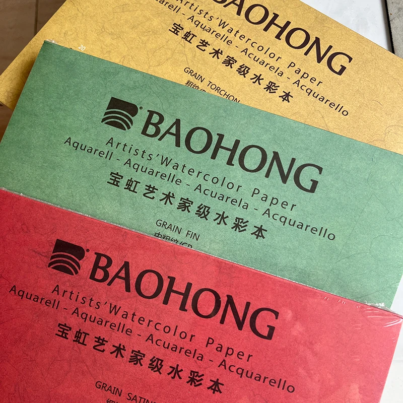 Baohong Master Artist Acquerello Paper Pad Cotone 100% Pittura Carta Guazzo Acrilico, Penna Stilografica A Getto D'Inchiostro Pastello Carbone