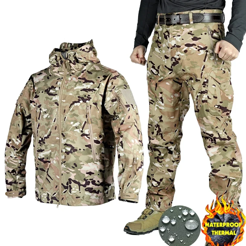 Giacca Da Uomo Softshell Impermeabile Giacca Da Uomo Tattica Militare Set Giacche Da Campeggio Escursionismo Abbigliamento Da Pesca Impermeabile Inver